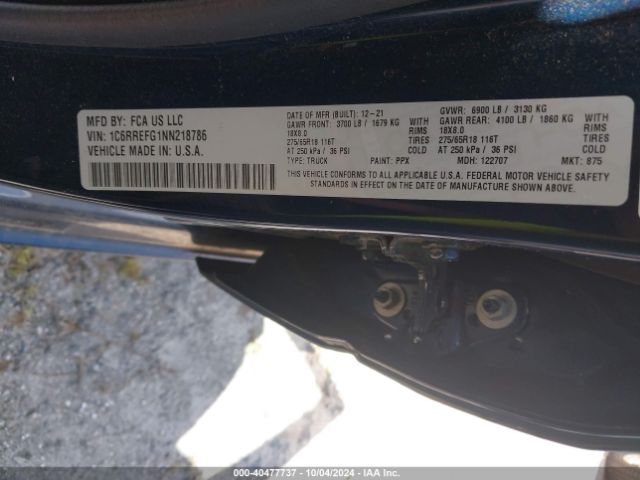 1C6RREFG1NN218786 RAM 1500 Big Horn  4x2 5'7 Box