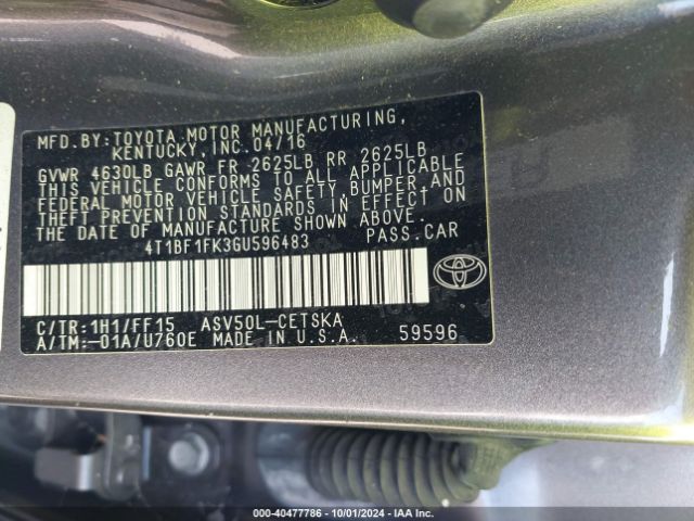 4T1BF1FK3GU596483 Toyota CAMRY SE
