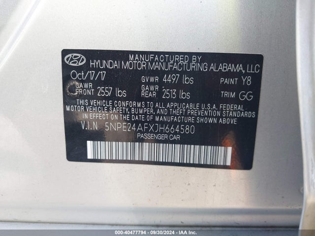 Hyundai SONATA SE 2018 5NPE24AFXJH664580 Image 9