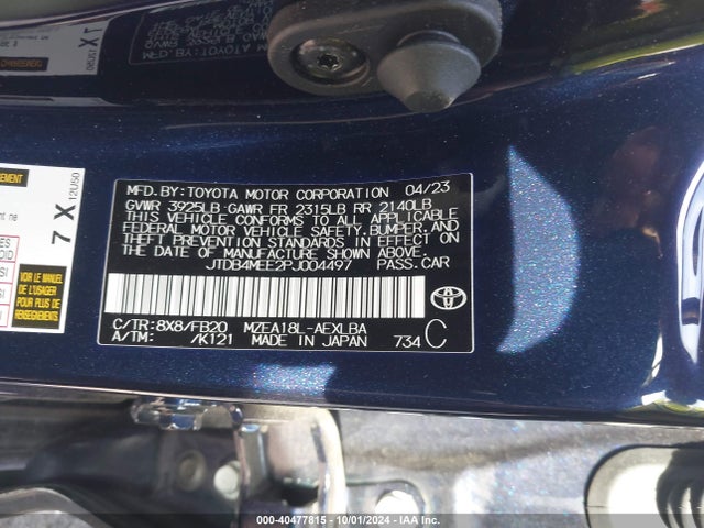 Toyota COROLLA LE 2023 JTDB4MEE2PJ004497 Image 9
