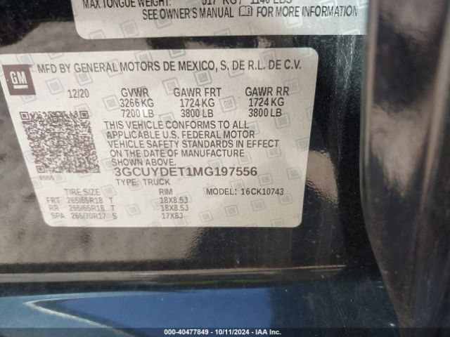 3GCUYDET1MG197556 Chevrolet Silverado 1500 4wd  Standard Bed Lt