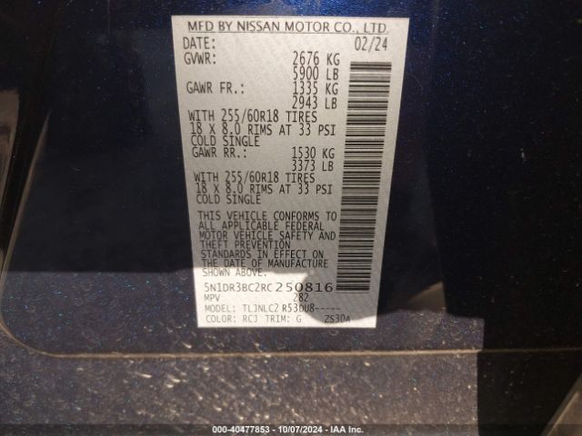 5N1DR3BC2RC250816 Nissan Pathfinder Sv 4wd