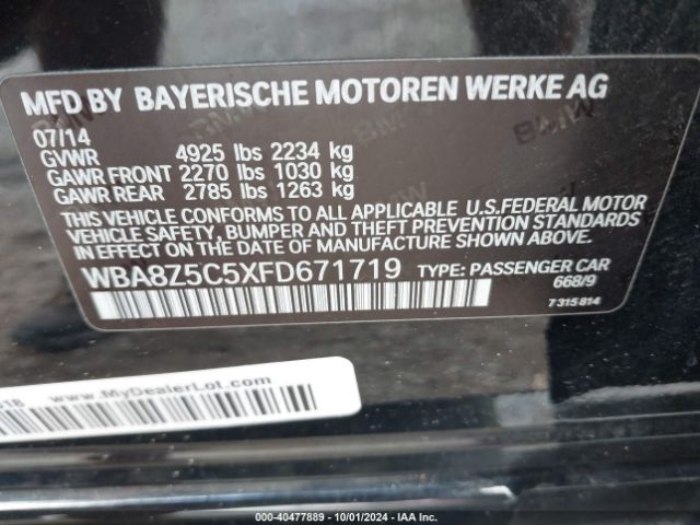 WBA8Z5C5XFD671719 BMW 328i Gran Turismo Xdrive