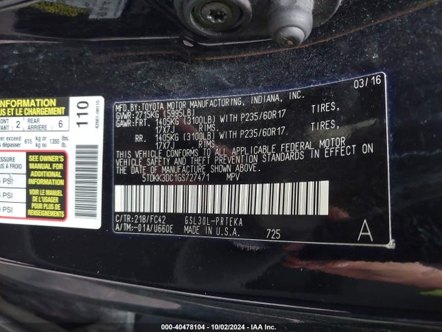 Toyota Sienna Le 8 Passenger 2016 5TDKK3DC1GS727471 Image 9