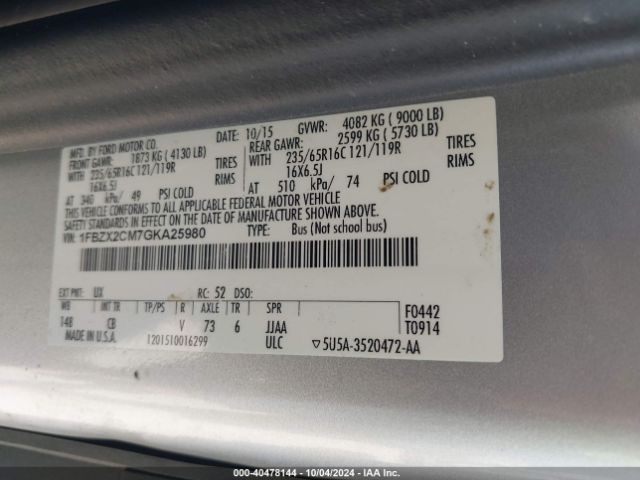 1FBZX2CM7GKA25980 Ford Transit-350 Xlt