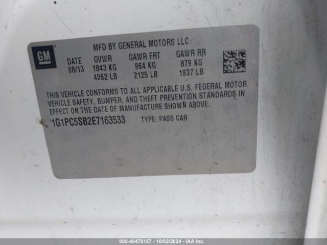 1G1PC5SB2E7163533 Chevrolet Cruze 1lt Auto