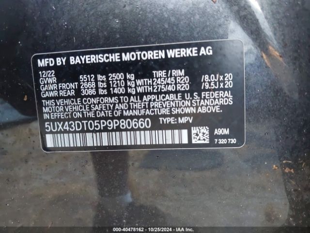 5UX43DT05P9P80660 BMW X4 M40i