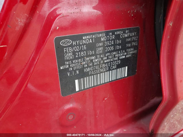 Hyundai ELANTRA SE 2017 KMHD74LF8HU110329 Image 9