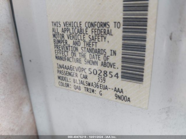 1N4AA6EV0PC502854 Nissan Maxima Sr Xtronic Cvt