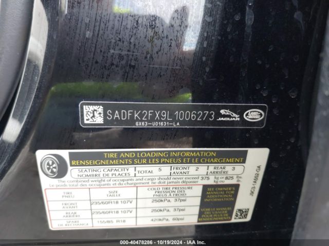 SADFK2FX9L1006273 Jaguar E-pace P250 Awd Automatic