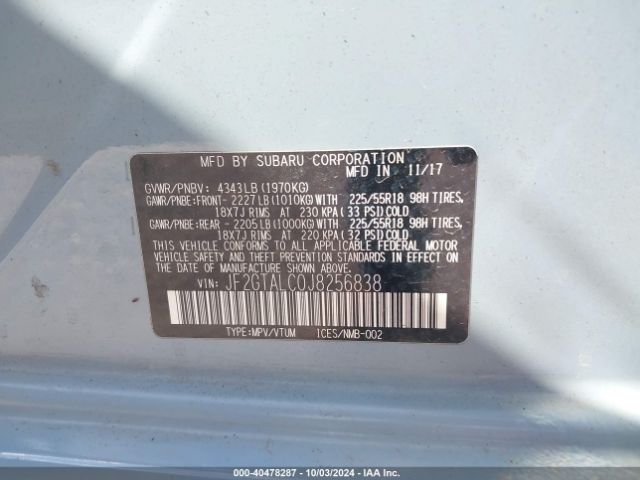 JF2GTALC0J8256838 Subaru Crosstrek 2.0i Limited