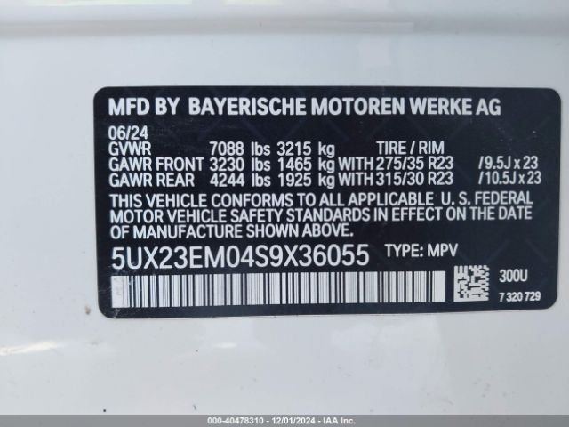 5UX23EM04S9X36055 BMW X7 Xdrive40i