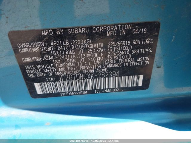 JF2GTDNCXKH282394 Subaru CROSSTREK HYBRID