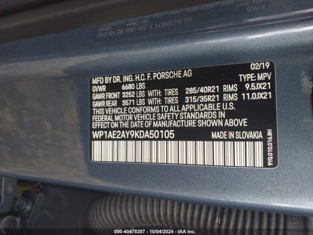 2019 PORSCHE CAYENNE E-HYBRID WP1AE2AY9KDA50105 Photo 8