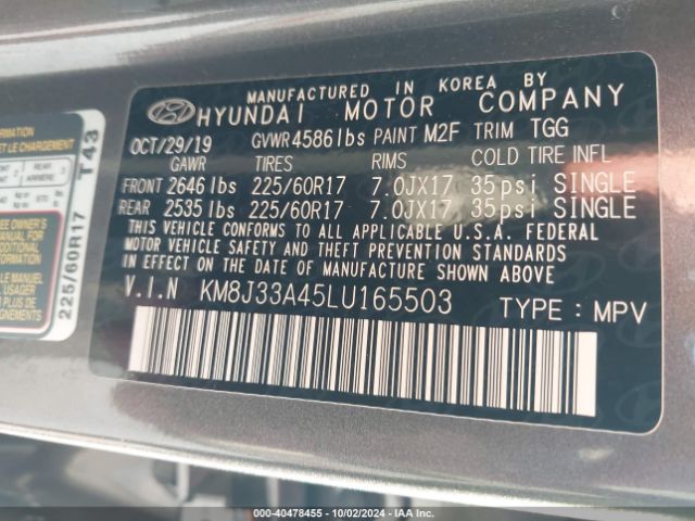 KM8J33A45LU165503 Hyundai Tucson Value