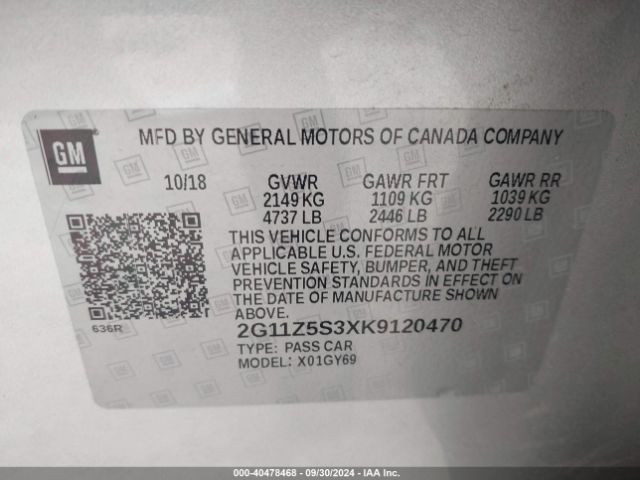 2G11Z5S3XK9120470 Chevrolet IMPALA LT