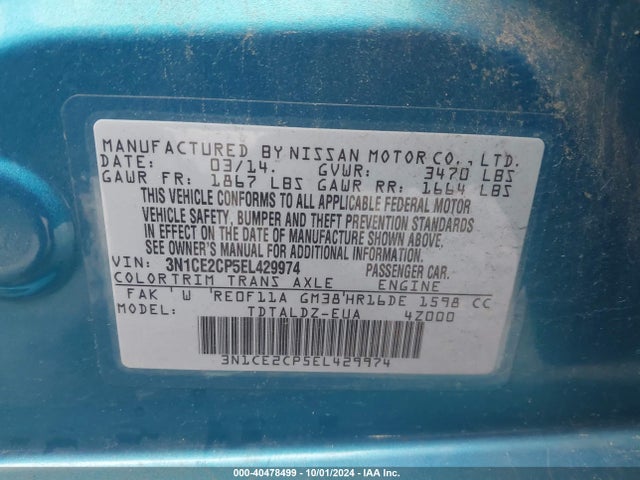 Nissan Versa Note Sv 2014 3N1CE2CP5EL429974 Image 9