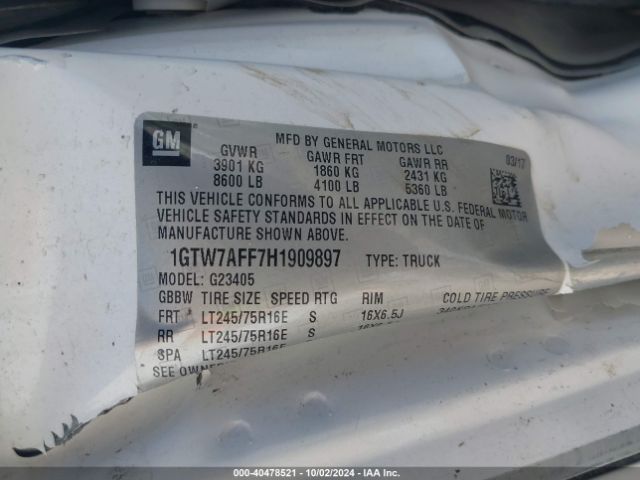 1GTW7AFF7H1909897 GMC Savana 2500 Work Van