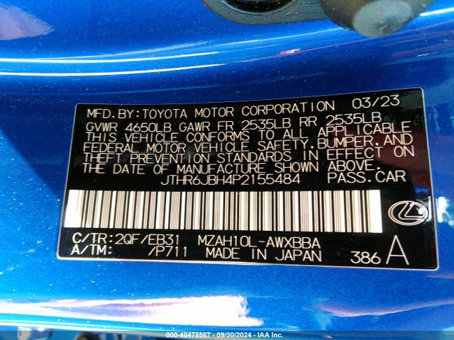 JTHR6JBH4P2155484 Lexus Ux 250h F Sport Handling