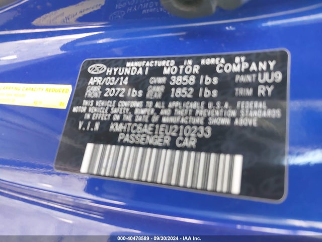 Hyundai Veloster Turbo W/black 2014 KMHTC6AE1EU210233 Image 9