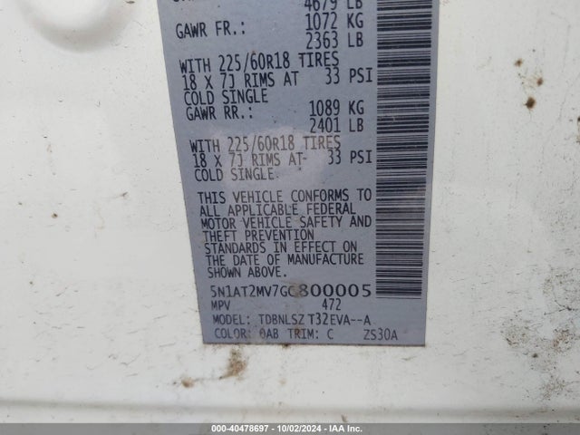 Nissan Rogue Sl 2016 5N1AT2MV7GC800005 Image 9