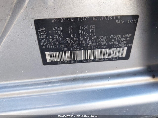 4S3GTAT68H3702380 Subaru Impreza 2.0i Limited