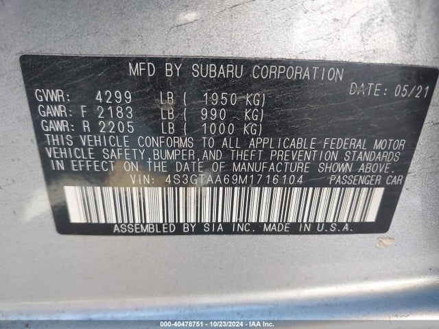 4S3GTAA69M1716104 Subaru Impreza 5-door