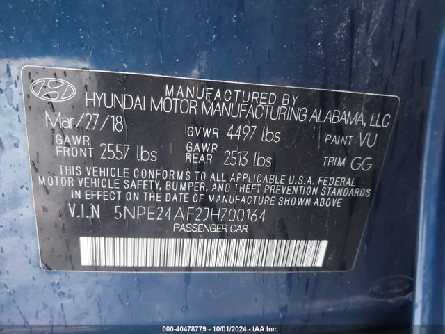 Hyundai SONATA SE 2018 5NPE24AF2JH700164 Image 9