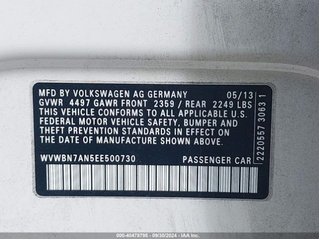 WVWBN7AN5EE500730 Volkswagen Cc 2.0t Sport