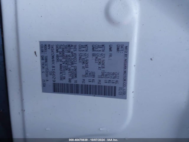 Nissan Rogue Sl 2015 5N1AT2MV4FC816029 Image 9
