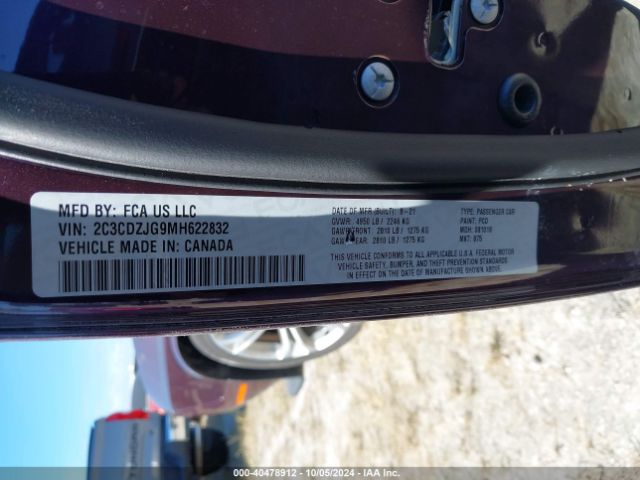 2C3CDZJG9MH622832 Dodge Challenger Gt
