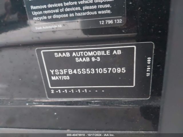 2003 SAAB 9-3 YS3FB45S531057095 Photo 8