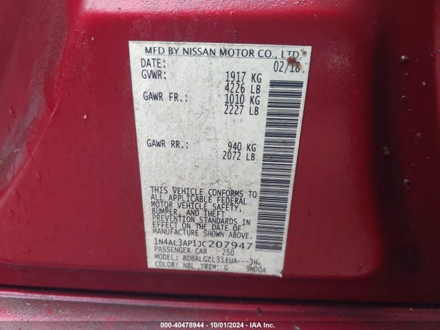 Nissan Altima 2.5 S 2018 1N4AL3AP1JC207947 Image 9