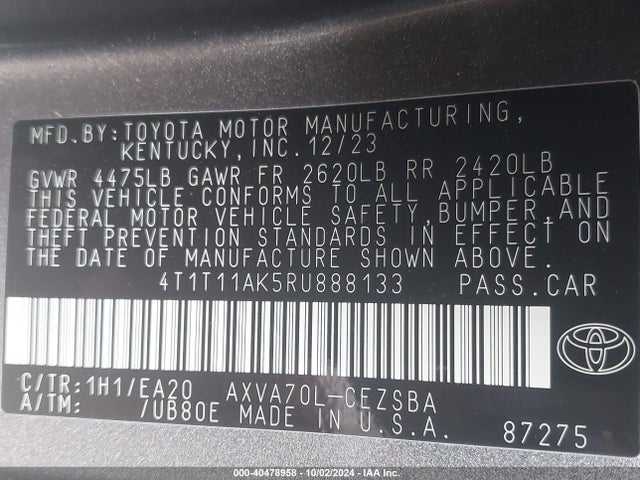 Toyota CAMRY SE 2024 4T1T11AK5RU888133 Image 9
