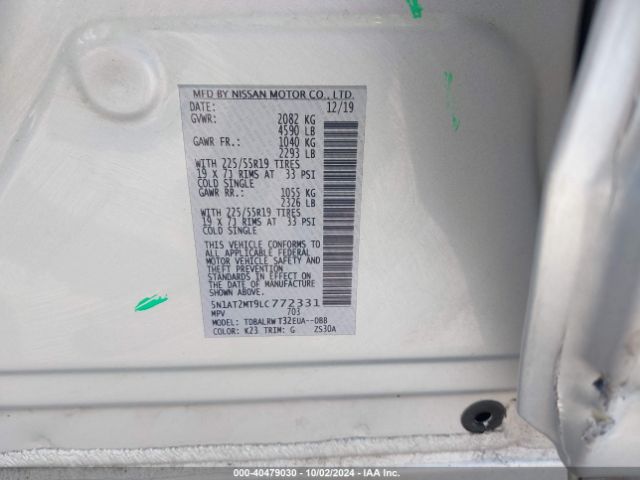 5N1AT2MT9LC772331 Nissan Rogue Sl Fwd