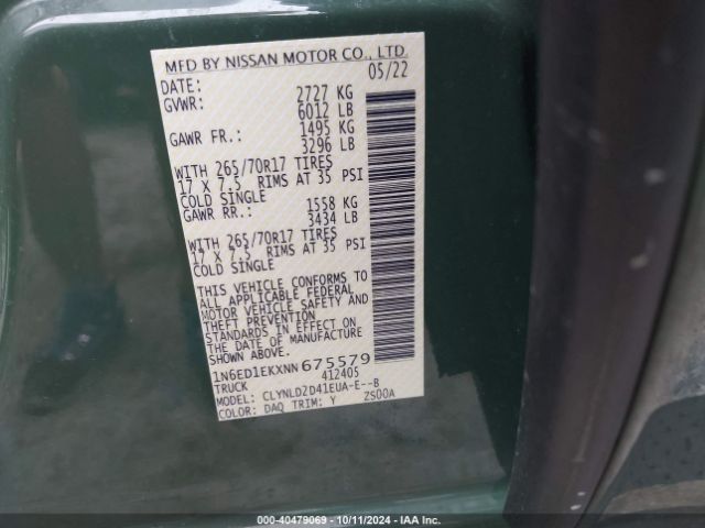 1N6ED1EKXNN675579 Nissan Frontier Pro-4x 4x4
