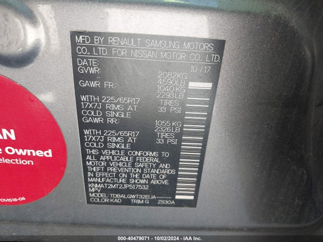 Nissan ROGUE SV 2018 KNMAT2MT2JP517532 Image 9