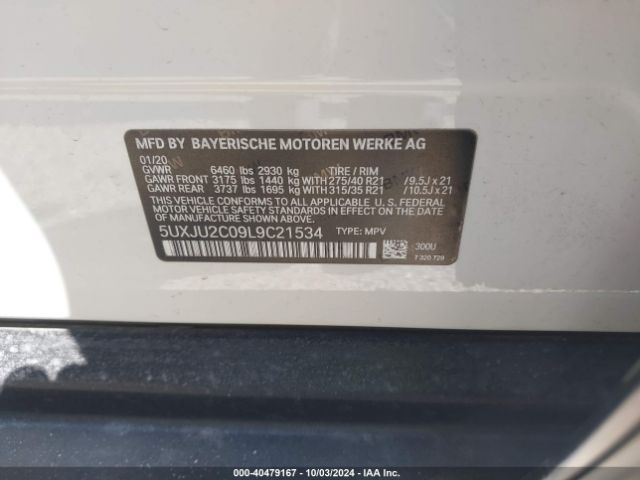 5UXJU2C09L9C21534 BMW X5 Xdrive50i