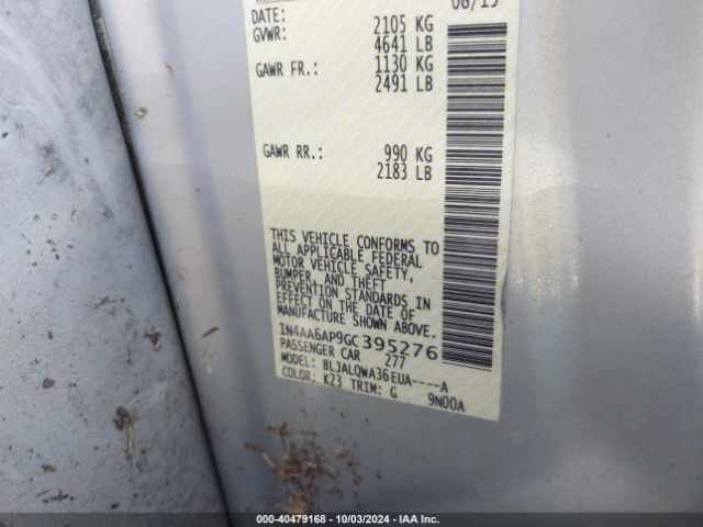 1N4AA6AP9GC395276 Nissan Maxima 3.5 S