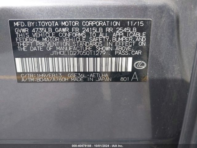 JTHCE1D27G5011279 Lexus IS 350