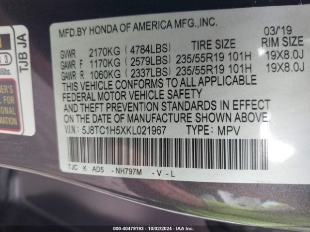 5J8TC1H5XKL021967 Acura Rdx Technology Package