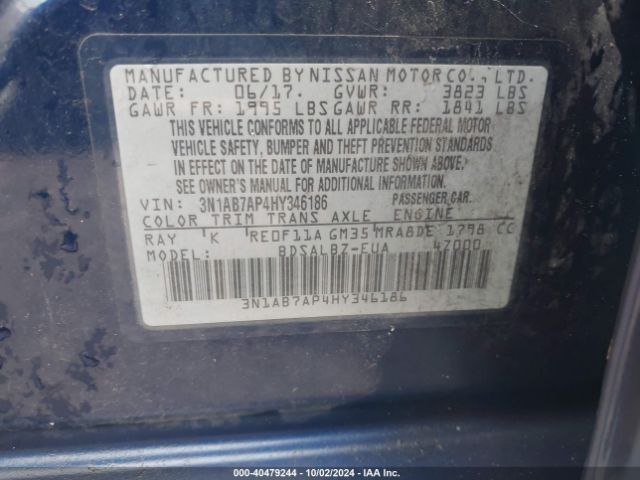 3N1AB7AP4HY346186 Nissan SENTRA S