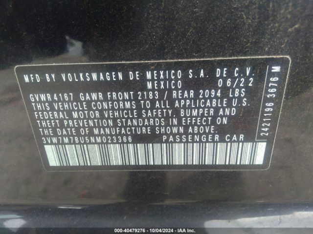 3VW7M7BU5NM023366 Volkswagen Jetta 1.5t Se