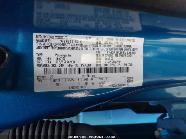 Ford FOCUS SE 2014 1FADP3K25EL138481 Image 9