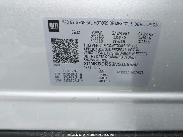 Chevrolet Blazer Fwd 3lt 2022 3GNKBDRS3NS158550 Image 9