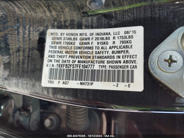 Honda Civic Lx 2015 19XFB2F57FE104777 Image 9