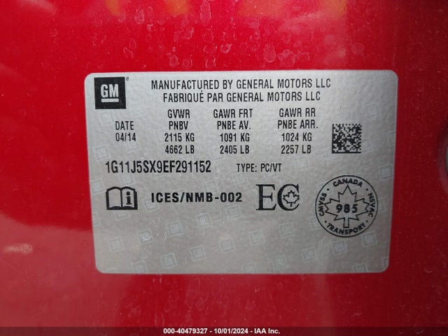 Chevrolet Malibu 2lz 2014 1G11J5SX9EF291152 Image 9