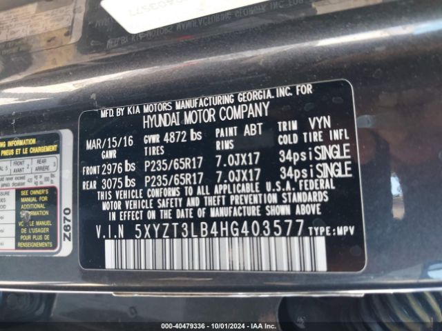 5XYZT3LB4HG403577 Hyundai Santa Fe Sport 2.4l