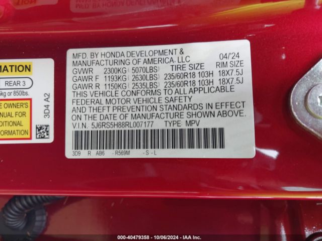 5J6RS5H88RL007177 Honda Cr-v Hybrid Sport-l