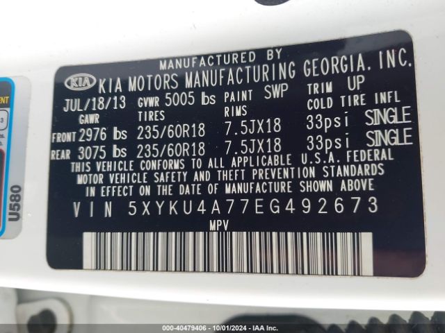 5XYKU4A77EG492673 KIA Sorento Ex V6